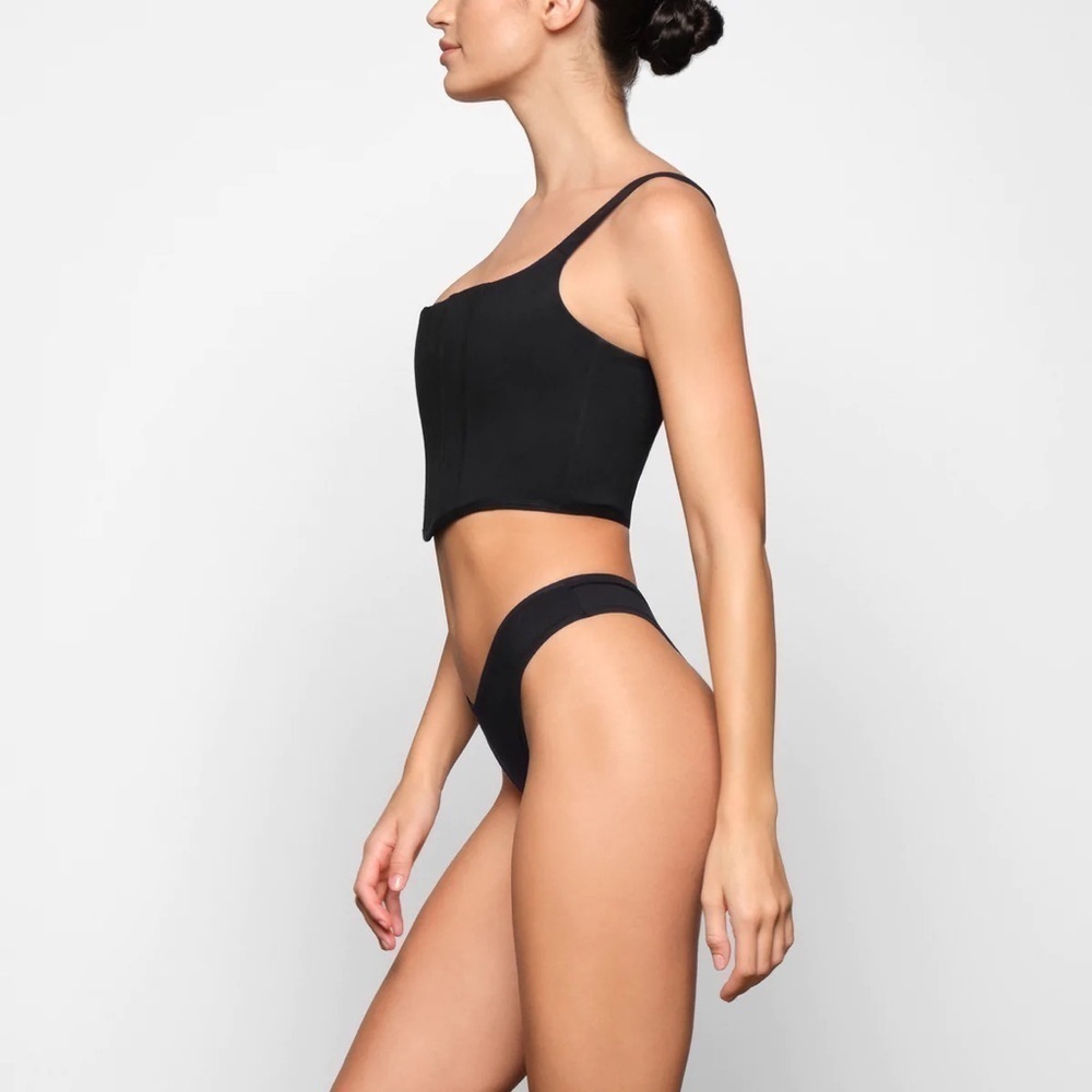 SKIMS | Cotton Corset Bustier Top In Soot NEW Size S - Picture 3 of 11